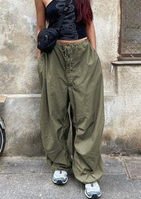 Green Cargo Pants Y2k Streetwear Baggy Oversized Look