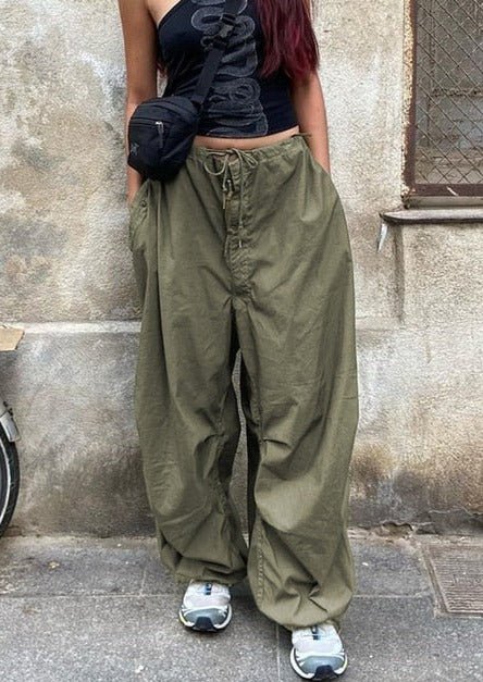 Green Cargo Pants Y2k Streetwear Baggy Oversized Look