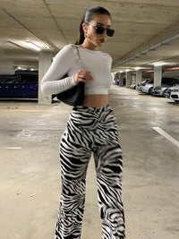 Zebra Print Pants Wide Leg