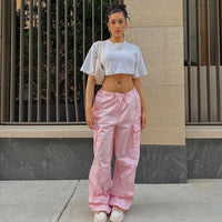 Oversized Parachute Pants Cargo Style with Drawstring